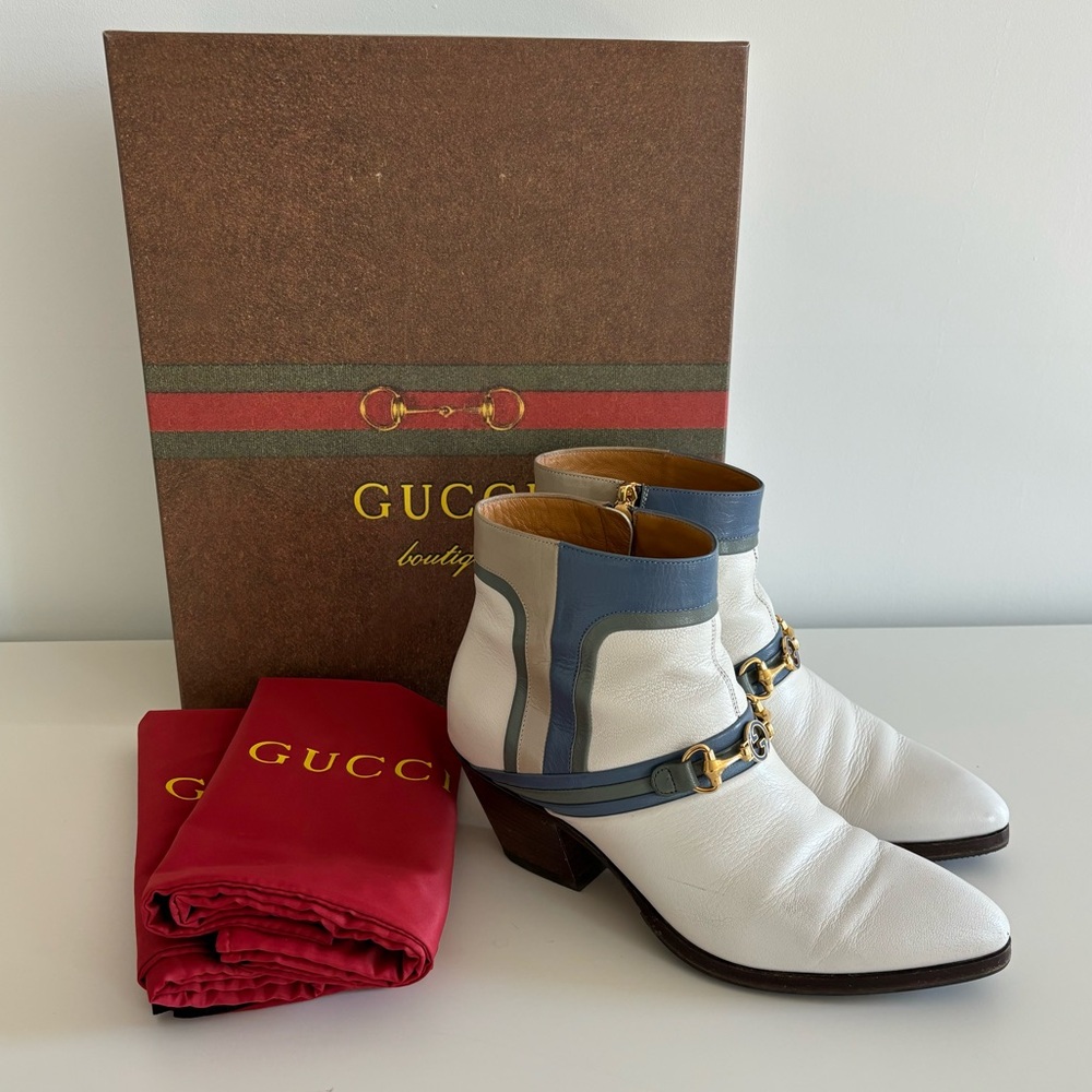 Gucci Leather Equestrian Quentin Ankle Boot